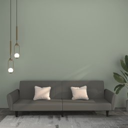 Canapea extensibila cu 2 locuri, gri închis, catifea GartenMobel Dekor