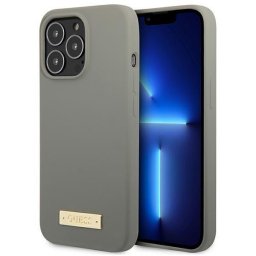 Husa Guess GUHMP13XSPLG iPhone 13 Pro Max 6.7" grey/grey hard case Silicone Logo Plate MagSafe