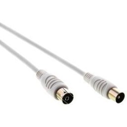 Cabluri audio Cablu coaxial SAV 109-008W pentru antenă, complet ecranat, coaxial mascul IEC mascul la coaxial femelă, lungime 0,8 m, alb