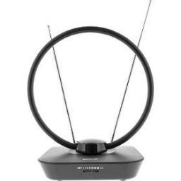 Antenă TV de interior UHF/VHF/FM, câștig 20 dB, tije telescopice, amplificator reglabil, Filtru 4G LTE, HDTV Ready, Negru