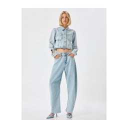 Koton High Waist Cut Leg Buttoned Jeans - Balloon Fit Jeans