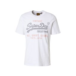 Superdry & Co Tricou 'Heritage' gri închis / portocaliu piersică / alb