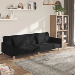 Canapea extensibila cu 2 locuri, 2 perne, negru, textil GartenMobel Dekor