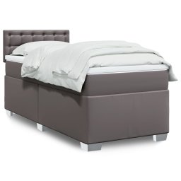 Pat box spring cu saltea, gri, 100x200 cm, piele ecologica GartenMobel Dekor
