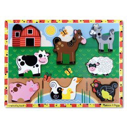 Puzzle Lemn In Relief Animale De Ferma Melissa And Doug