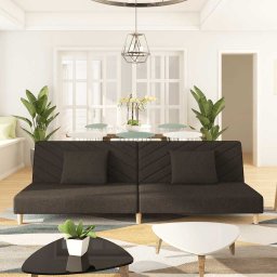 Canapea extensibila cu 2 locuri, 2 perne, maro, textil GartenMobel Dekor