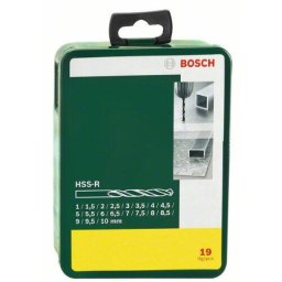 Set burghie metal, HSS-R, 1-10 mm, tija cilindrica, 19 buc