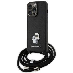 Husa Karl Lagerfeld Crossbody Saffiano Metal Pin Karl & Choupette Case for iPhone 15 Pro Max - Black