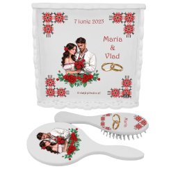 Set gătit mireasa, Tradițional m2, tăviță dantelată personalizată, 3 piese - ILIF501046