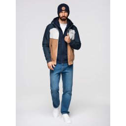 Ombre Lightweight colorful men's sports jacket with fleece - brown and navy blue