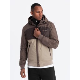 Ombre Lightweight colorful men's sports jacket with fleece - beige and dark brown