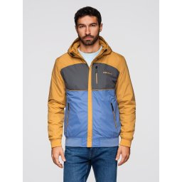 Ombre Lightweight colorful men's sports jacket with fleece - blue-mustard