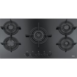 Plita incorporabila Franke Crystal Black FHCR 905 4G TC HE BK C, 5 arzatoare gaz, 88 x 51 cm, Gratare fonta, Sticla neagra
