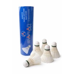 Set 6 fluturasi badminton albi cu pene