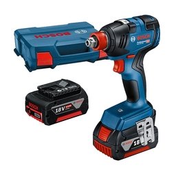 Bosch - GDX 18V-200 - Masina de insurubat cu impact cu 2 acumulatori si incarcator, Li-Ion, 18 V, 4 Ah, patrat 1/2 inch si hexagon interior 1/4 inch, 200 Nm, M6-M16, valiza speciala