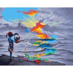 Set pictura pe numere, cu sasiu, Culorile vietii, 40x50 cm