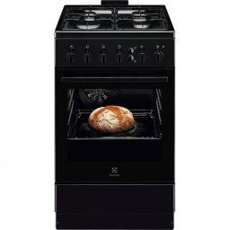 Aragaz Electrolux LKG504022K, 4 arzatoare gaz; Siguranta plita+cuptor; Autocuratare catalitica; Timer mecanic; Aprindere integrata plita; Grill electric; Iluminare cuptor;Negru