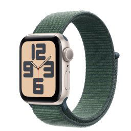 Apple Watch SE (2024), GPS, Carcasa Starlight Aluminium 40mm, Lake Green Sport Loop