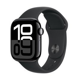 Smartwatch Apple Watch 10 GPS, Carcasa Jet Black Aluminium 42mm, ecran LTPO OLED, 64GB, curea silicon Black Sport Band S/M, Negru