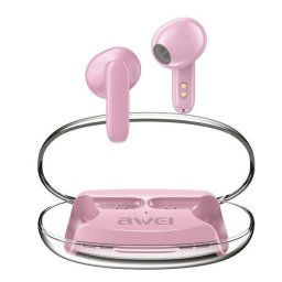 Casti wireless Awei T85 ENC TWS, Bluetooth 5.3, 300mAh, statie de andocare, Roz