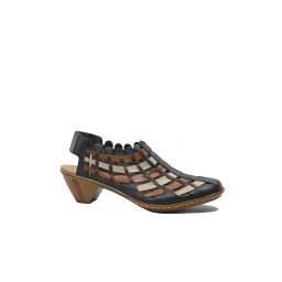 Pantofi damă decupați Riker bleumarin cu imprimeu multicolor RIK46778-14-40 EU