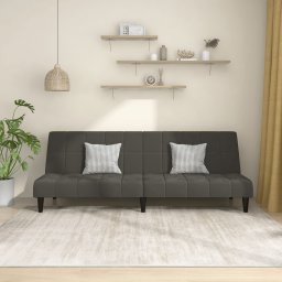 Canapea extensibila cu 2 locuri, gri închis, catifea GartenMobel Dekor