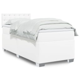 Pat box spring cu saltea, alb, 90x200 cm, piele ecologica GartenMobel Dekor