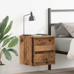 Noptiera montata pe perete lemn vechi 38x34x40 cm GartenMobel Dekor