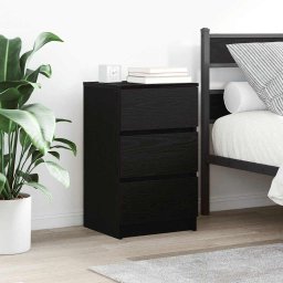 Noptiere cu 3 sertare 2 buc Negru 39x35x65 cm GartenMobel Dekor