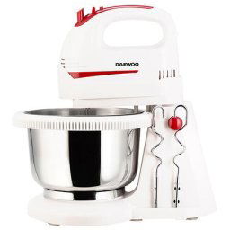 Mixer DHM100W, 300 W, bol inox rotativ, capacitate bol 2 l, functie Turbo, 5 viteze, accesoriu framantare, palete amestecare, Alb