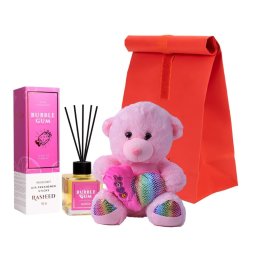 Set Teddyscent cu ursulet de plus si parfum camera in punga cadou