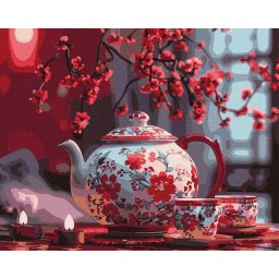Set pictura pe numere, cu sasiu, Ceai chinezesc, 40x50 cm