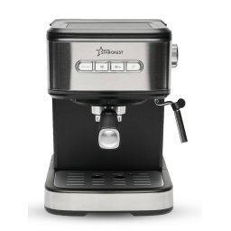 Espressor STARCREST SEM-850SLBK, 850W, 20 bar, rezervor detasabil 1.5L, dispozitiv spumare, filtru dublu din inox, Negru Inox