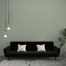 Canapea extensibila cu 2 locuri, negru, catifea GartenMobel Dekor