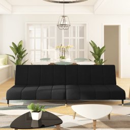 Canapea extensibila cu 2 locuri, negru, catifea GartenMobel Dekor