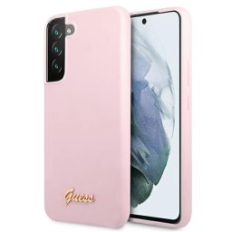 Husa Husa silicon Guess Script Metal Logo pentru Samsung Galaxy S22 Plus, culoare lavanda