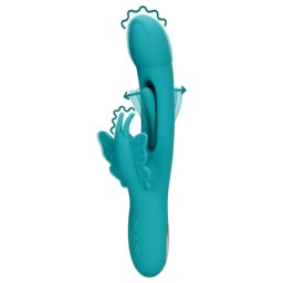 Loveline - vibrator tip fluture cu limbă - silicon turcoaz