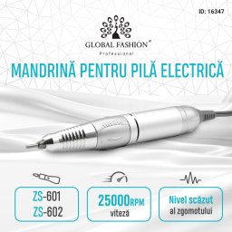 Mandrina profesionala, freza electrica unghii, pentru modelele ZS-601, ZS-602, 25000 rpm, argintie