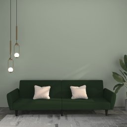 Canapea extensibila cu 2 locuri, verde închis, catifea GartenMobel Dekor