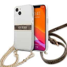 Husa transparenta Guess 4G Strap Gold Chain pentru Apple iPhone 13 mini