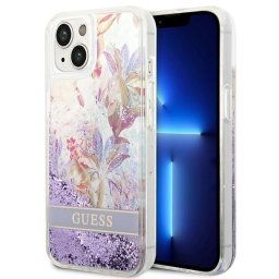 Husa Guess GUHCP14MLFLSU iPhone 14 Plus 6.7 "violet / purple hardcase Flower Liquid Glitter