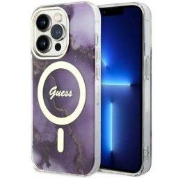Husa Guess GUHMP14LHTMRSU iPhone 14 Pro 6.1" purple/purple hardcase Golden Marble MagSafe