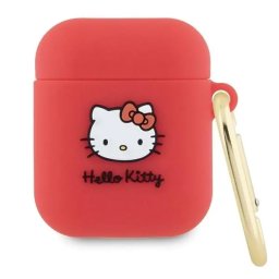 Husă Hello Kitty Silicone 3D Kitty Head pentru AirPods 1/2 – Roz