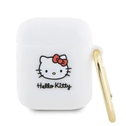 Husă Hello Kitty Silicone 3D Kitty Head pentru AirPods 1/2 – Alb
