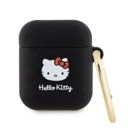 Husă Hello Kitty Silicone 3D Kitty Head pentru AirPods 1/2 – Negru