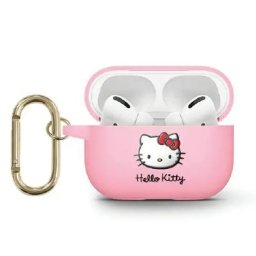 Husă Hello Kitty Silicone 3D Kitty Head pentru AirPods 3 – Roz