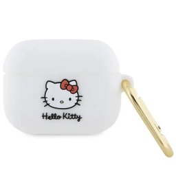Husă Hello Kitty Silicone 3D Kitty Head pentru AirPods Pro 1/2 – Alb