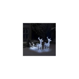 Decoratiune de Craciun reni si sanie 240 leduri 130 cm acrilic