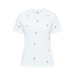 ONLY Tricou 'ONLKetty' verde / roșu carmin / alb