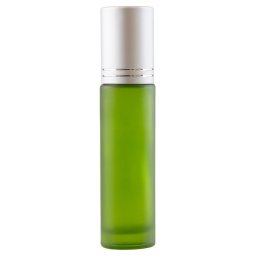 Recipient Roll-on Verde cu Bila din Plastic si Capac Silver Mat – 10ml Ellemental